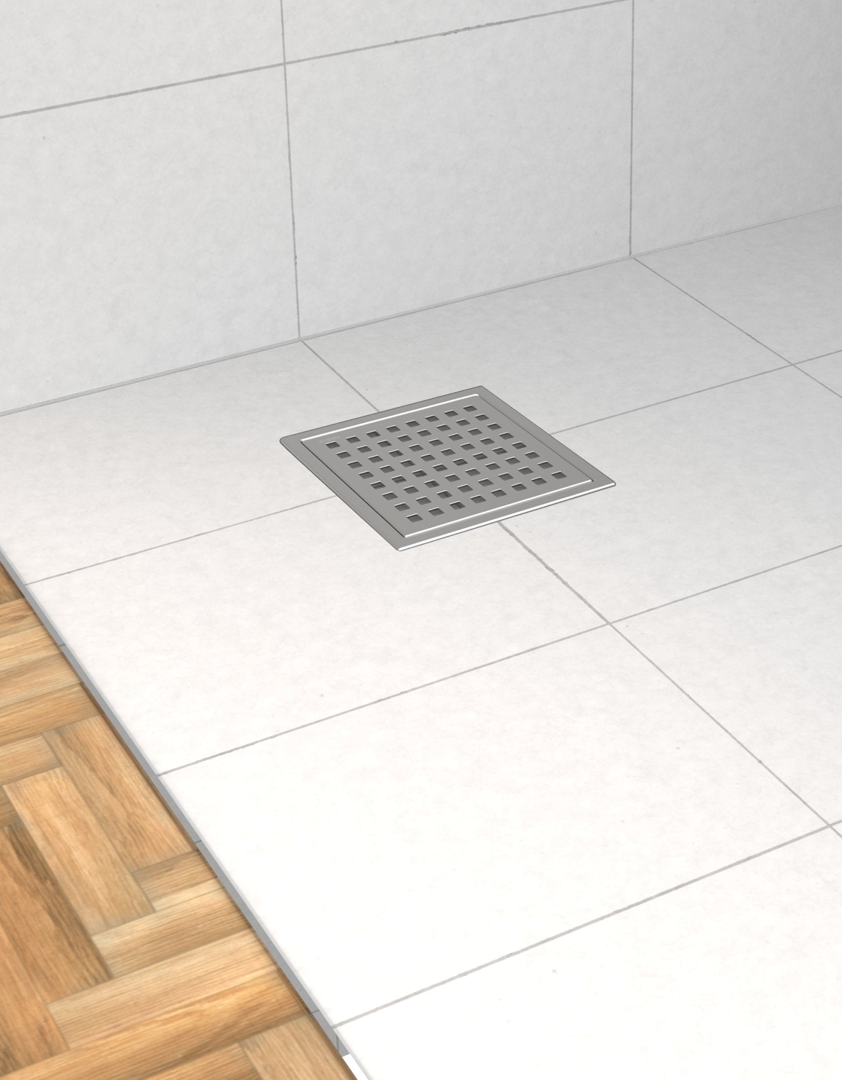 WEBANG 6 inch Square Shower Floor Drain with Flange,Quadrato Pattern Grate