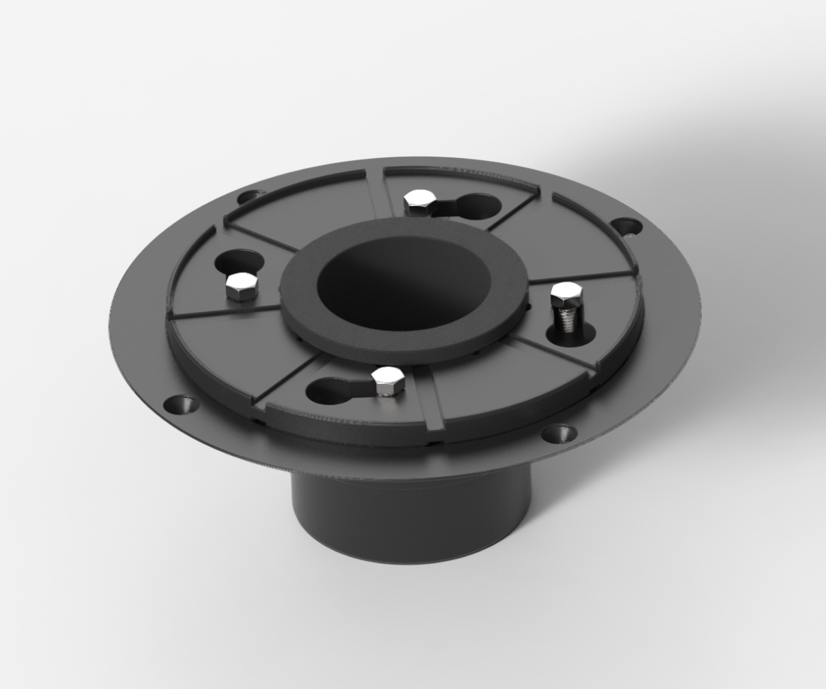 Shower Drain Base Flange With Rubber Coupler and Thread Adapter