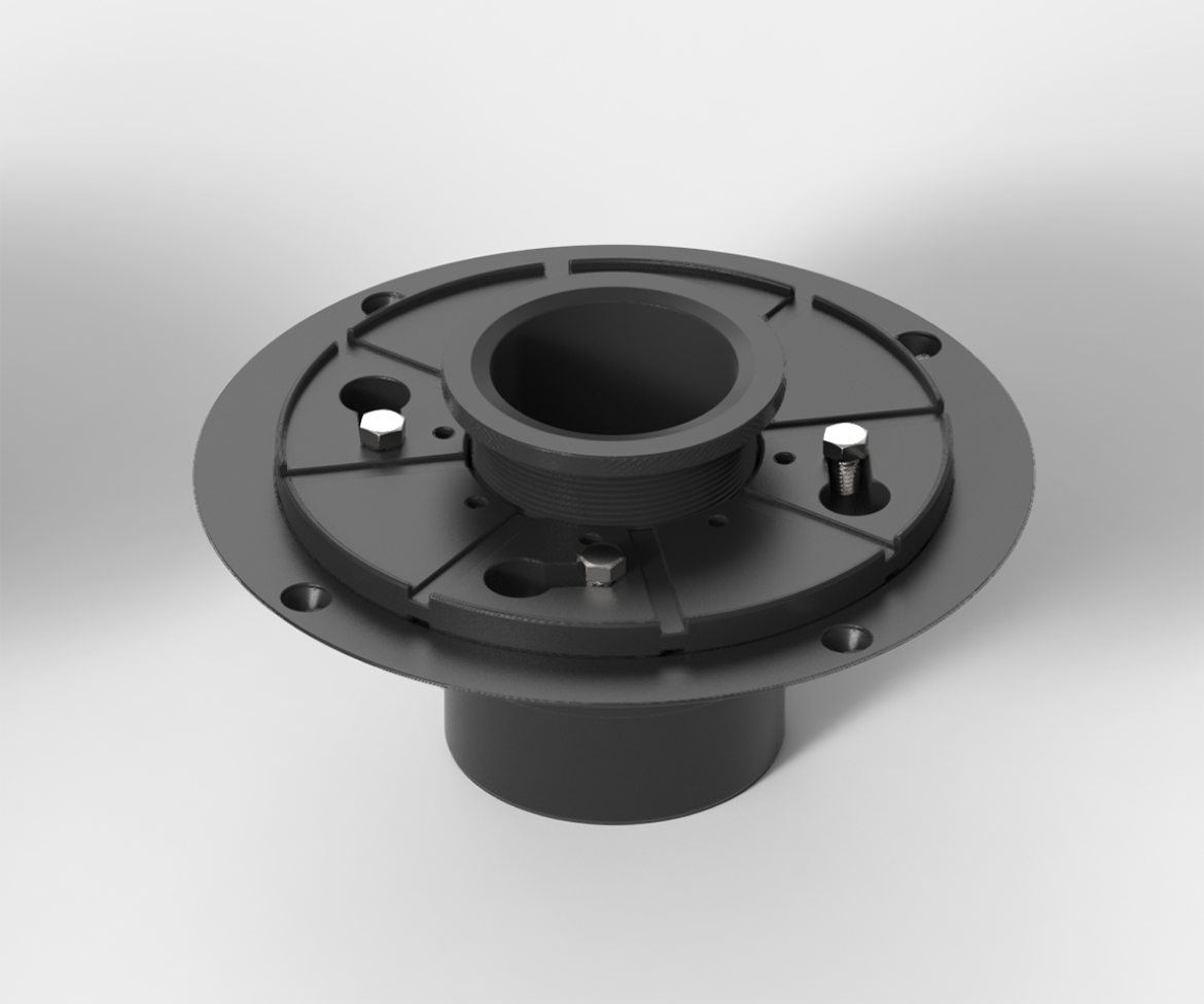 Shower Drain Base Flange With Rubber Coupler and Thread Adapter