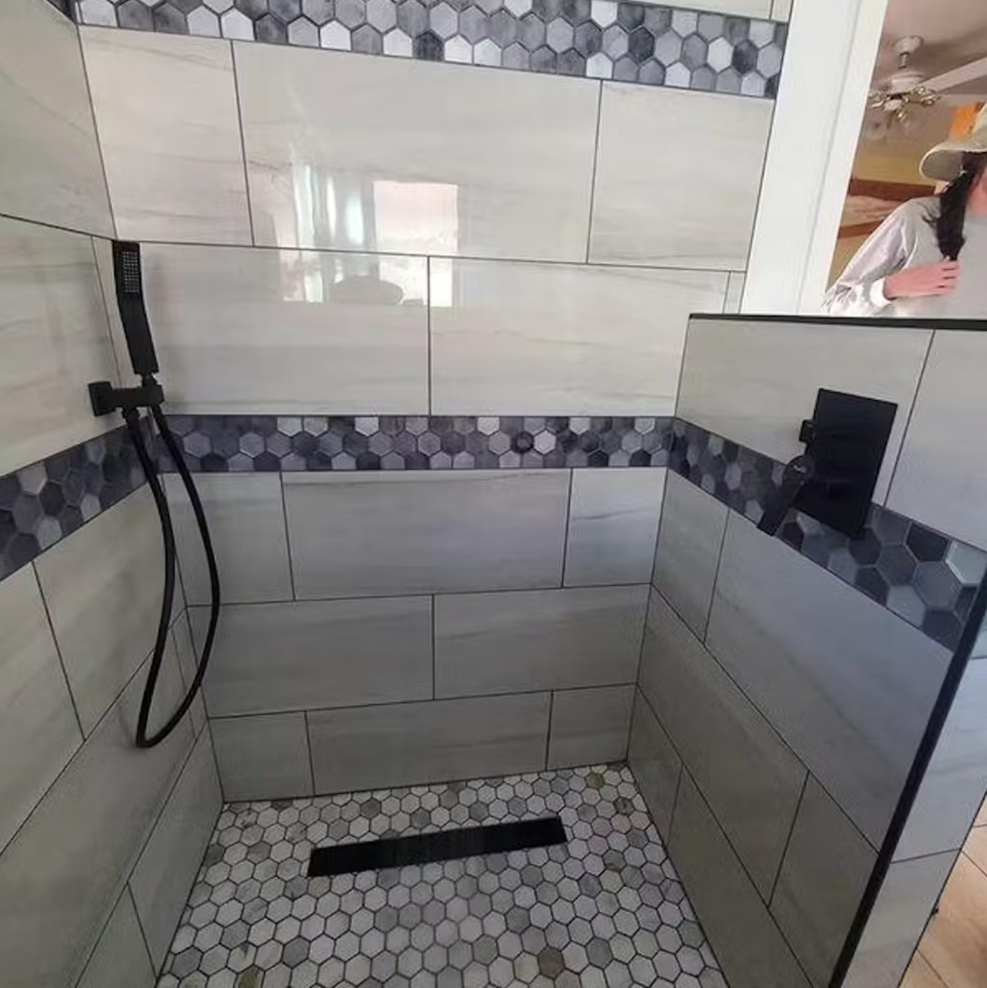 Customer review pic for Webang linear shower drain
