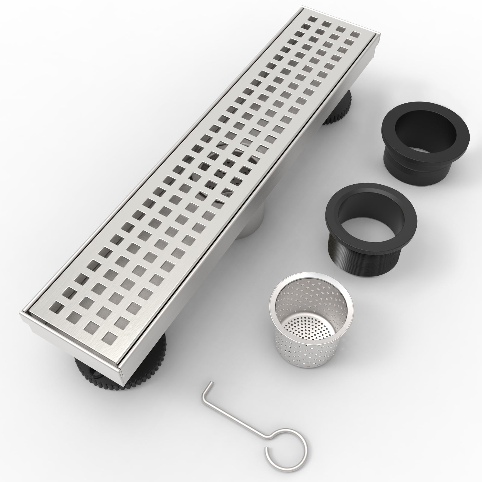 Elegante Drain Collection Square Hole Pattern Cover 3.31-in x 32-in Stainless Steel Linear Shower Drain | KD01A112-32